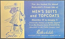 Rothschilds Mens Suits Store Advertising Postal Card Kansas City MO 1955 VF+