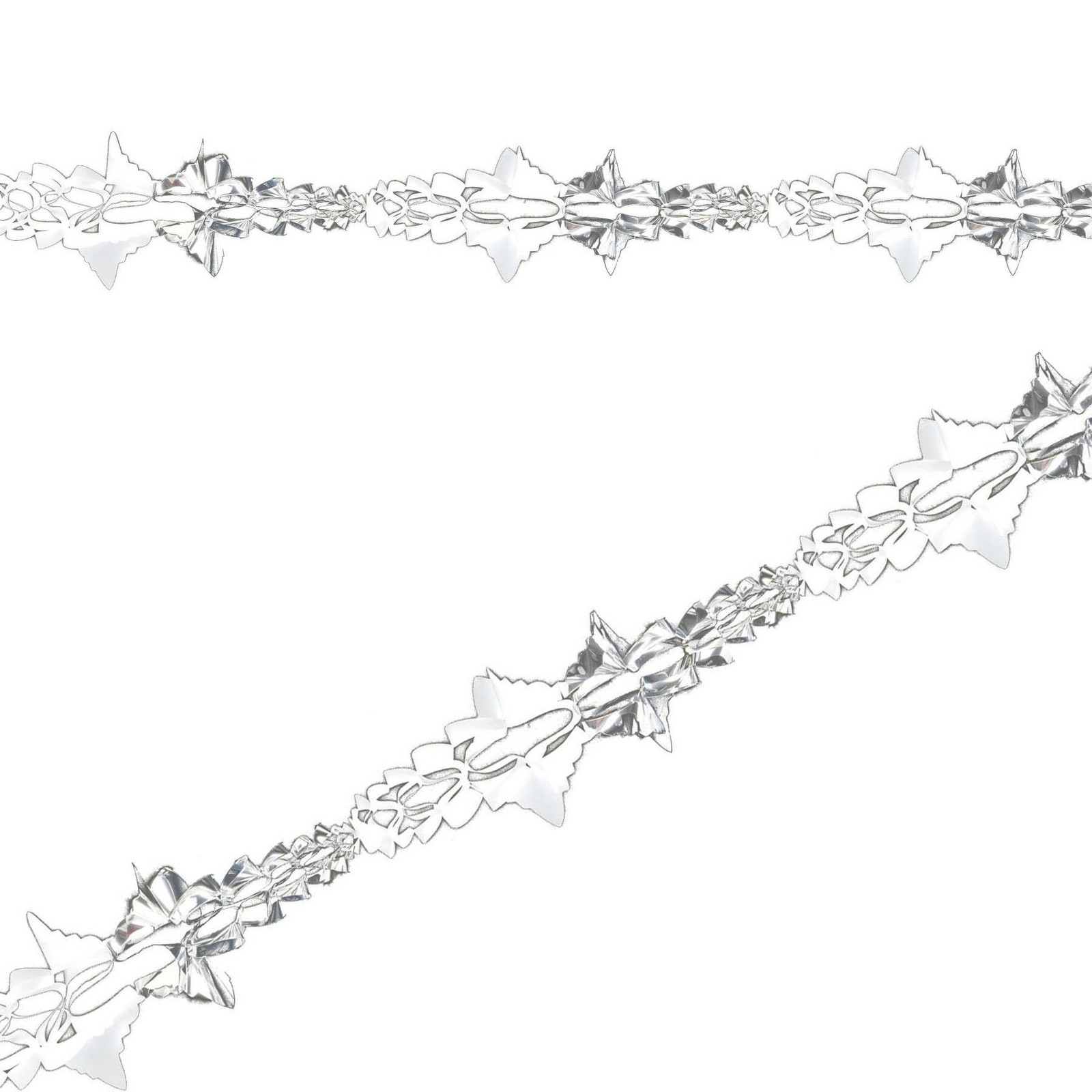 Christmas Foil Ceiling Decorations 2 Tone White / Silver -  20cm x 2.7M Garland