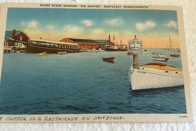 Wharf Scene Showing The Skipper Nantucket. Umposted Writing At Bottom