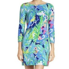 Women's Lilly Pulitzer Ophelia Dress XS 3/4 Sleeve Bright Comfy Beach Cruies