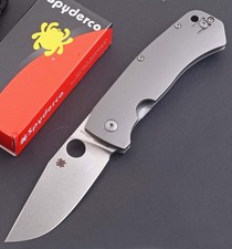 Titanium Handle Stone Washing D2 Steel Blade Bearing Flipper Pocket Knife Kniv