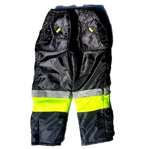 Workmens Sz M Lined Freezer Pants Full Side Zip Black Hi Vis Day Night, Snow Ski