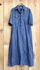 Seidel Sticker Blue Linen Shirtdress Sz 42, 12 US