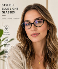 Black Blue Light Blocking Glasses Round Computer Eyeglasses Non Prescription
