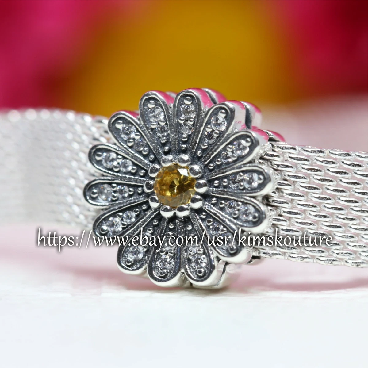 Authentic Sparkling Daisy Flower Sterling Silver 798766C01 Clip