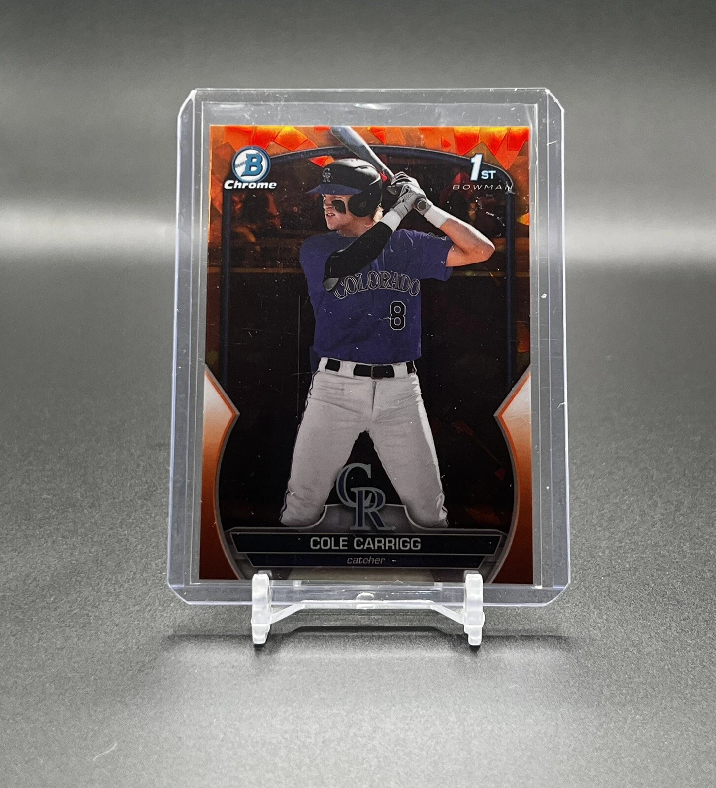 COLE CARRIGG 2023 BOWMAN CHROME DRAFT 1ST SAPPHIRE ORANGE /25 Q1702