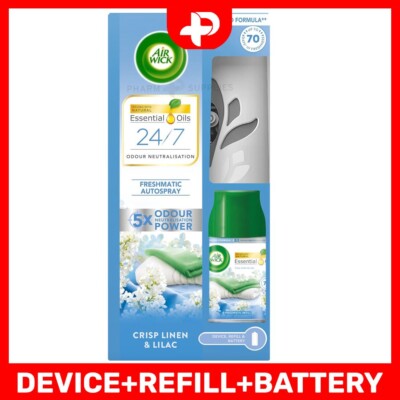 Air Wick Freshmatic Autospray Set mit ätherischen Ölen knackiger Leinenduft 250ml