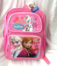 FROZEN ELSA,ANNA, OLAF PINK 16" BACKPACK WITH TWO MAIN COMPARTMENTS BAG-NEW 
