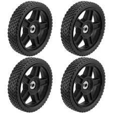 4 Pack 8 Inch Push Mowers Wheels Plastic Spoked Wheel Rubber Replacement Whee...