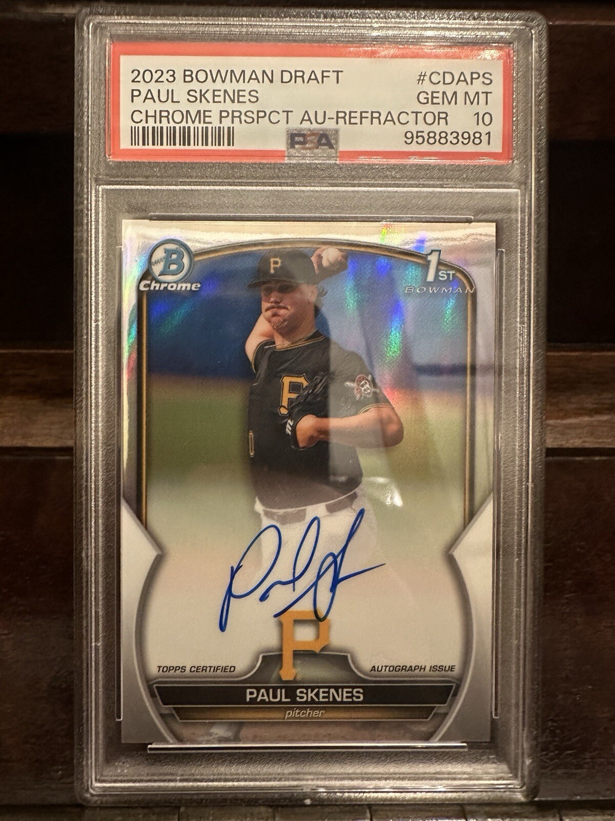 2023 BOWMAN DRAFT CHROME REFRACTOR 1st PAUL SKENES On Card Auto RC /499 PSA 10