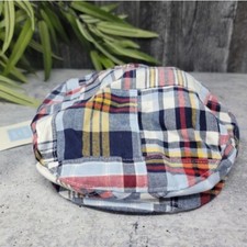 NWT Janie  Jack  Blue Red Yellow Plaid Boys Newsboy Cap Boys Size 4-5