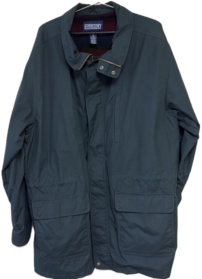 LANDS END 2XL/T 50-52 Men's Wool, Removable Hooded Coat Retail $285 - NWOT - Image 3 of 4