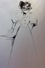 1898 2 original. Lithograph Jean-Louis Forain STUDY PENCIL INK Art Nouveau Secession