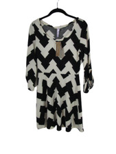 Francesca's Alya Black Off White Sweater Dress M NEW NWT Mini