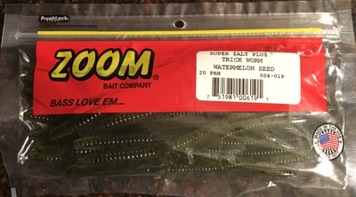Zoom  Super Salt Plus Trick Worm - 20 Ct - Watermelon Seed