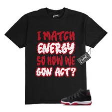 11 Bred Velvet Gym Red 2024 Black White T Shirt to Match MATCH