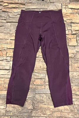 Layer 8 Womens Crop Leggings Sz M Eggplant Purple Pockets