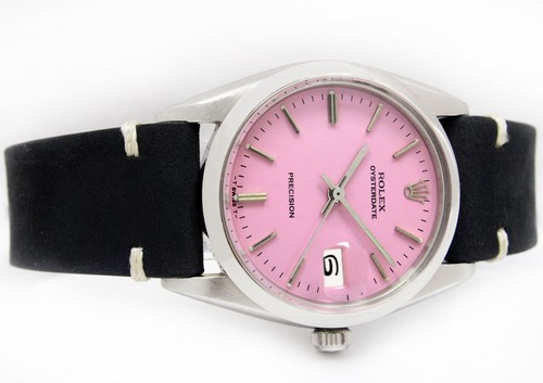 Vintage Rolex Oyster Date Precision Winding 34mm Pink Dial Men Watch Ref 6694 - Picture 3 of 11