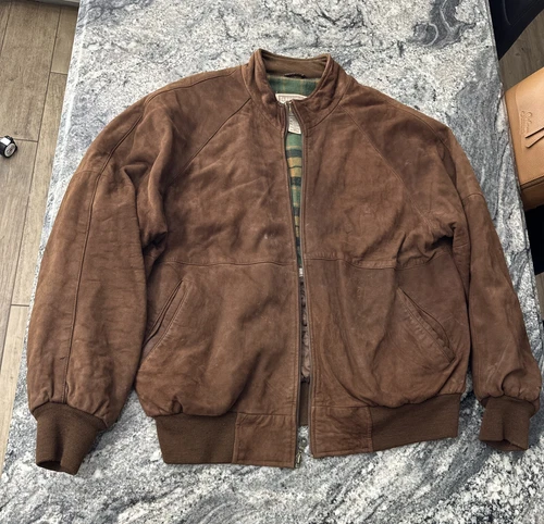 Cabelas Suede Leather Jacket - Brown - Size LARGE - Vintage - Read description