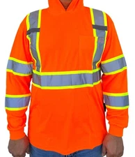 Hoodie Orange High Visibility Safety Shirt  With Reflective Stripes
