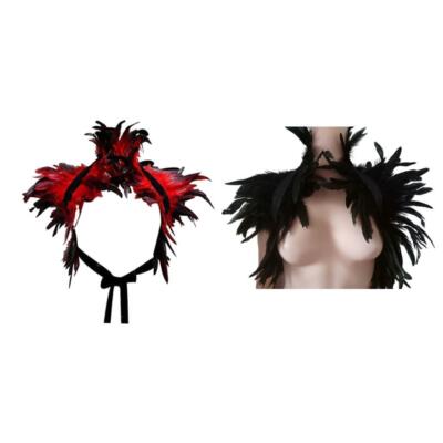 Feder Shrug Tuch Gothic Halloween Party Schal für Damen Natur Cape