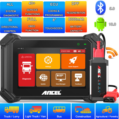 ANCEL V6 HD Heavy Duty Truck Diesel OBD DPF Regen ECU Coding Scanner Diagnostic