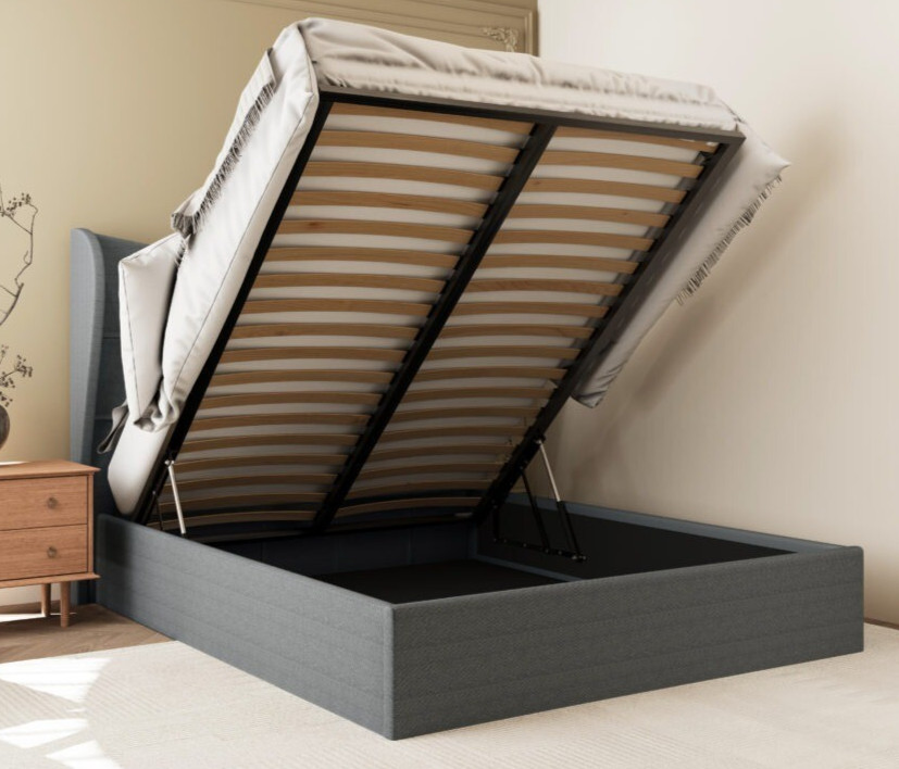 Verona 4ft6 Double Ottoman hydraulic Bed Grey Fabric