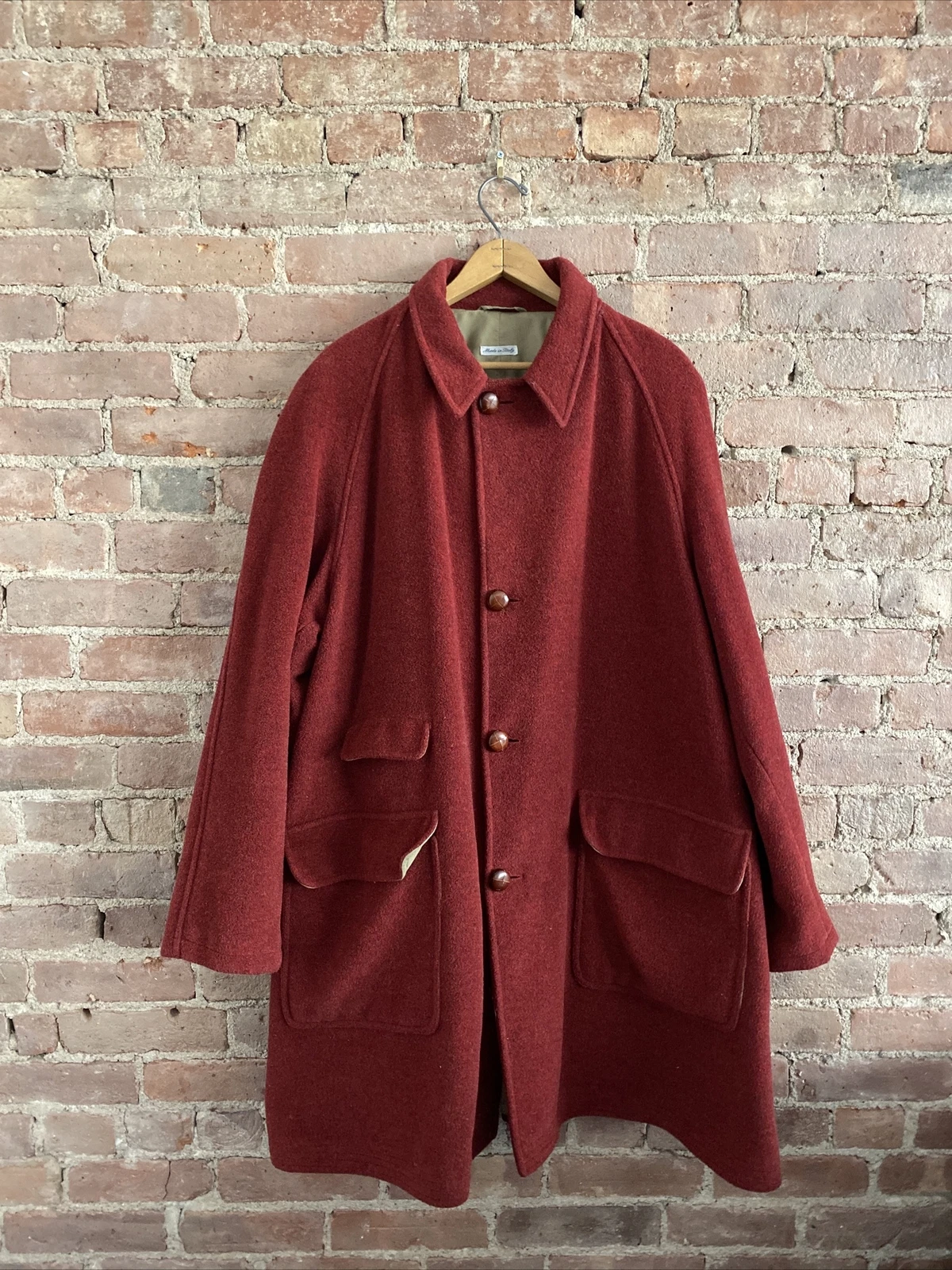 Giorgio Armani — Vtg Emporio Armani Men’s Coat, Sz 50 Medium, Crimson Cotton/Wool/Alpaca Italy