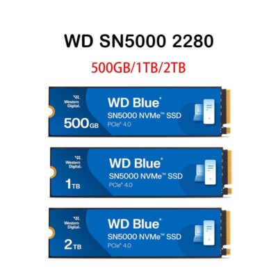 WD Blue SN5000 500GB 1TB 2TB SSD M.2 2280 PCIe 4.0x4 Internal