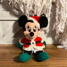 Vintage Santa Minnie Mouse Mini Bean Bag 8" Plush