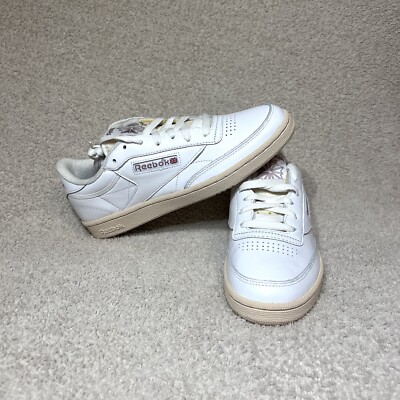 Reebok Club C 85 Cloud White Purple Women’s Retro Leather Low Top Shoes 10 