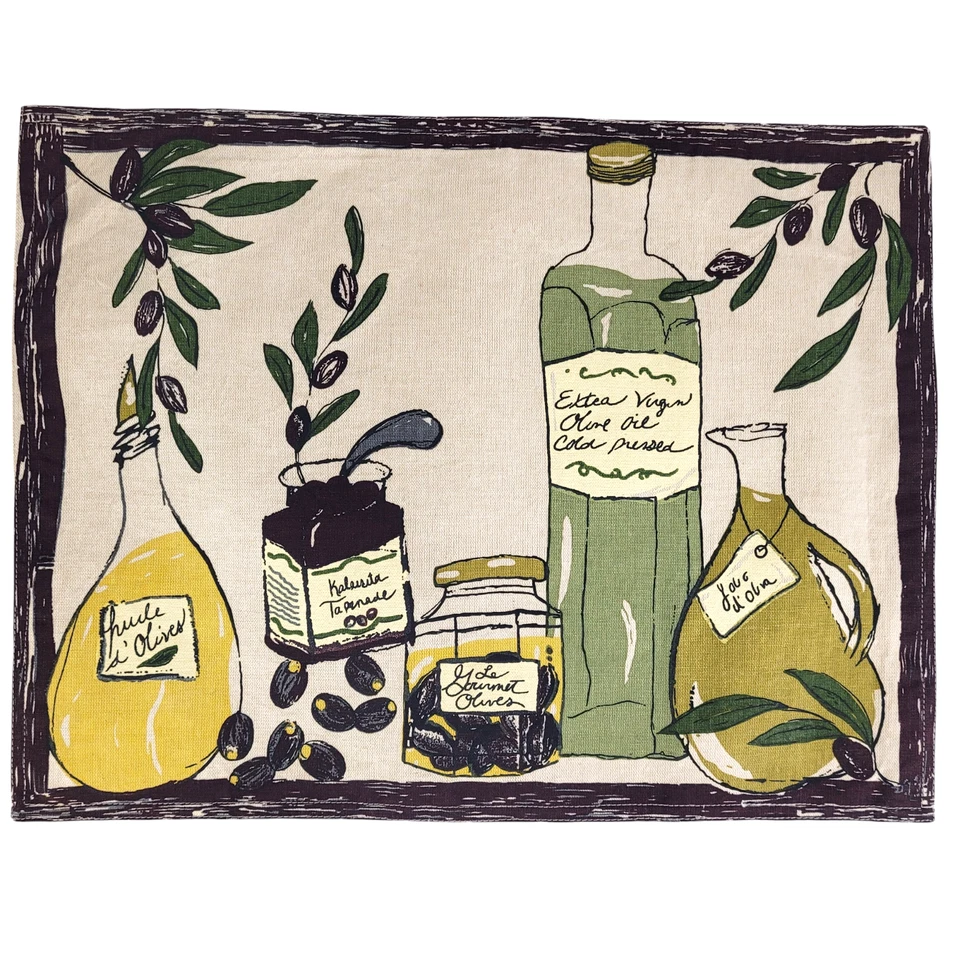 Home Target Placemats Olives Olive Oil Kitchen Dining Rectangle Cotton 2003 NWT - Image 2 of 4