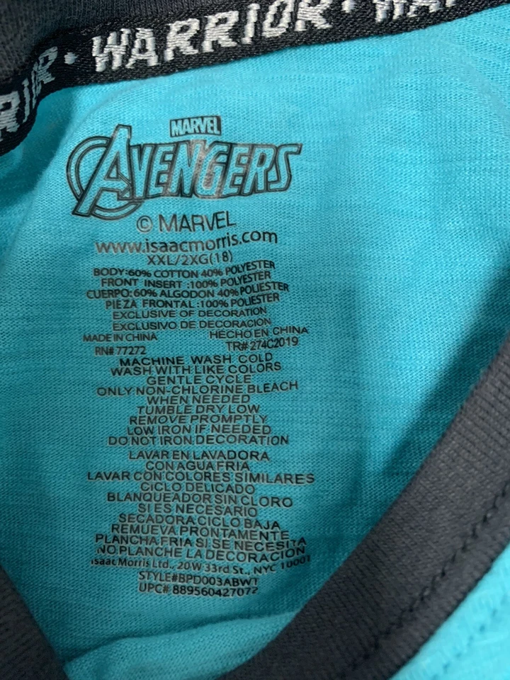 Camisa Infantil MARVEL Pantera Negra Talla XXL (18) Estampado Vengadores Dos Tonos Foto 4 de 4