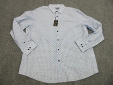 Tasso Elba Shirt Mens Extra Large Blue Geometric Button Up Casual Stretch NEW