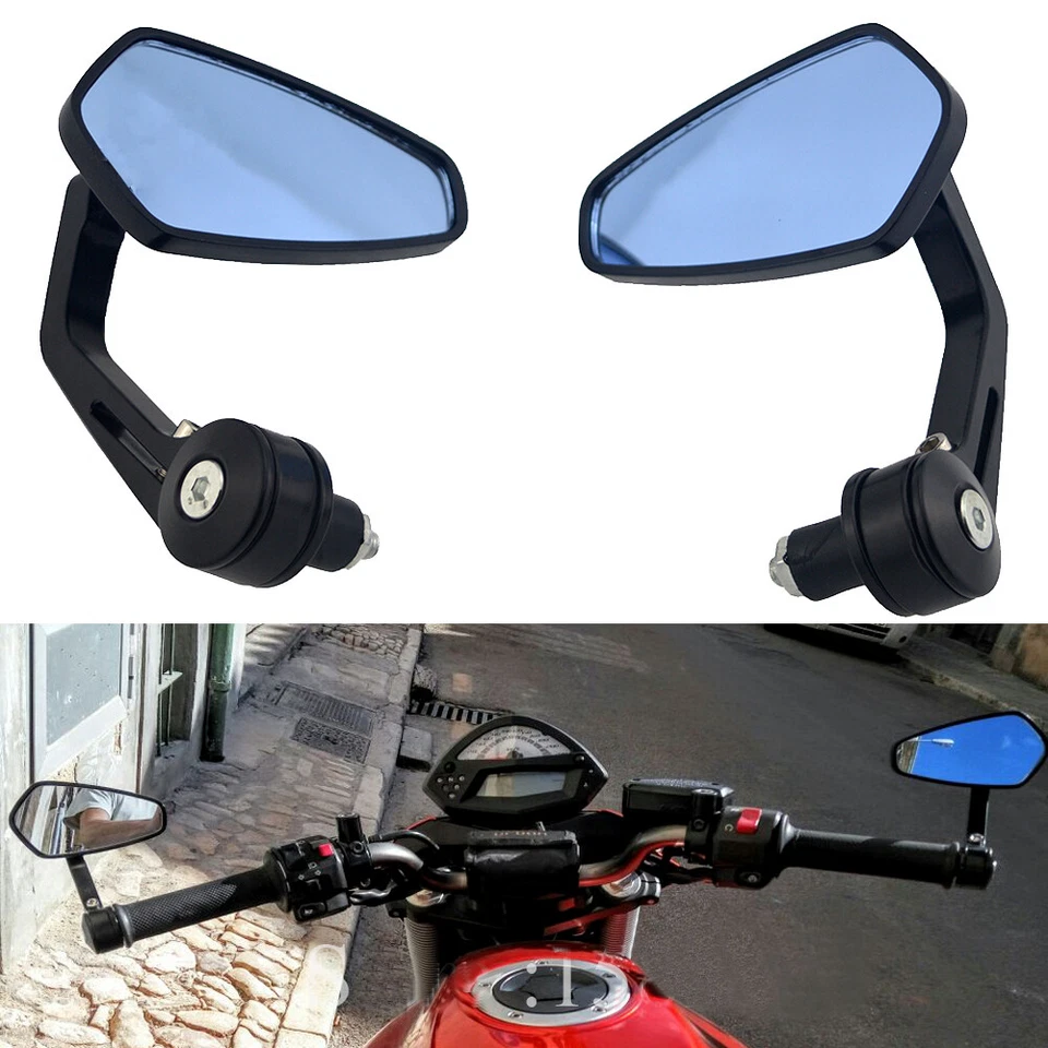 Espelhos retrovisores laterais de motocicleta 7/8" extremidade da barra de direção para Honda Yamaha Kawasaki - Imagem 3 de 4