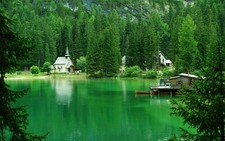 Landscape nature mountains trees forest house lake italy Custom Gaming Mat Desk