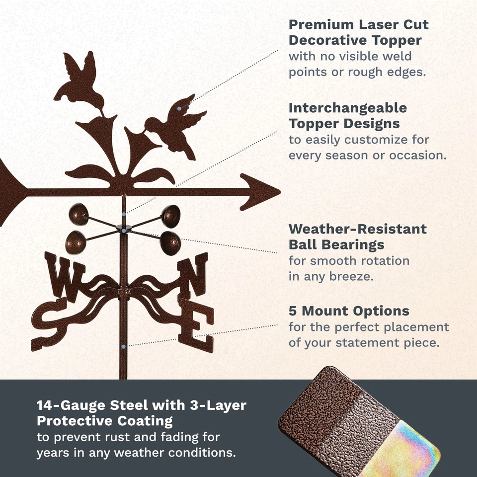 EZ Vane: HEAVY DUTY Steel Hummingbird Weathervane - Image 2 of 4