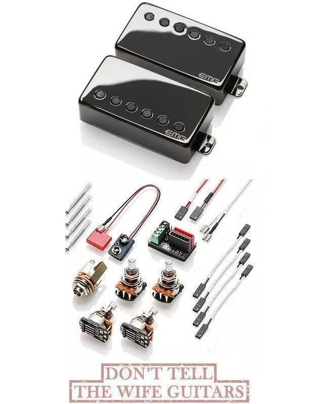EMG JH SET JAMES HETFIELD BLACK CHROME STANDARD SPACED SHORT POTS & WIRING KIT