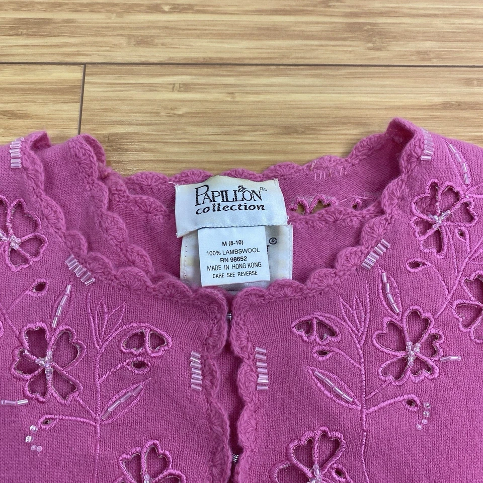 Papillion 90s Y2K Cardigan & tank Pink Size Medium Lambswool - Image 3 of 4