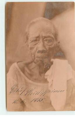 Philippines - RPPC - Old Man Smoking