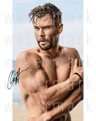 Chris Hemsworth sexy Thor Avengers signed 8X10 print poster photo