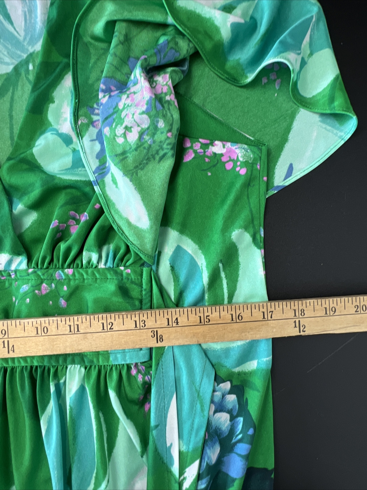 Vintage 60's Lilia Honolulu Maxi Dress Green/Pink/Tea… - Gem