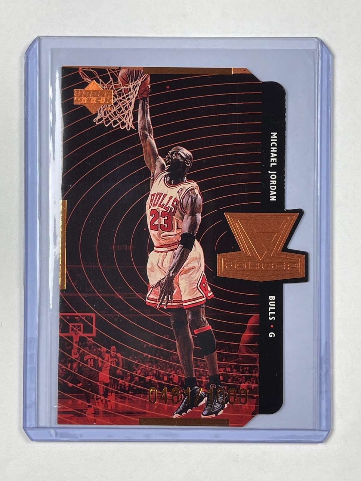 MICHAEL JORDAN 1998-99 UPPER DECK UD FORCES #F1 BRONZE DIE CUT 0481/1000