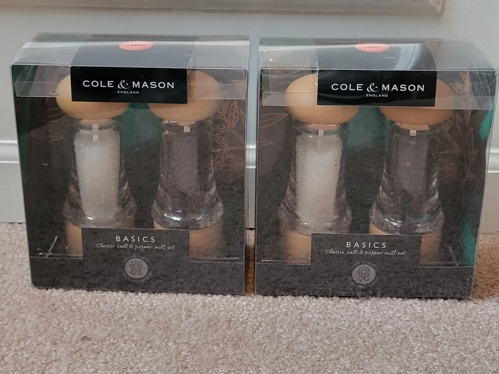 2 ct Cole & Mason Basics Classic Salt Pepper Mill Grinders Set * NEW GIFT READY!