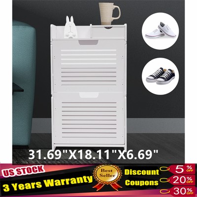 Shoe Cabinet for Entryway Slim Narrow Storage Cabinet 2 Flip Drawers Shoe Rack