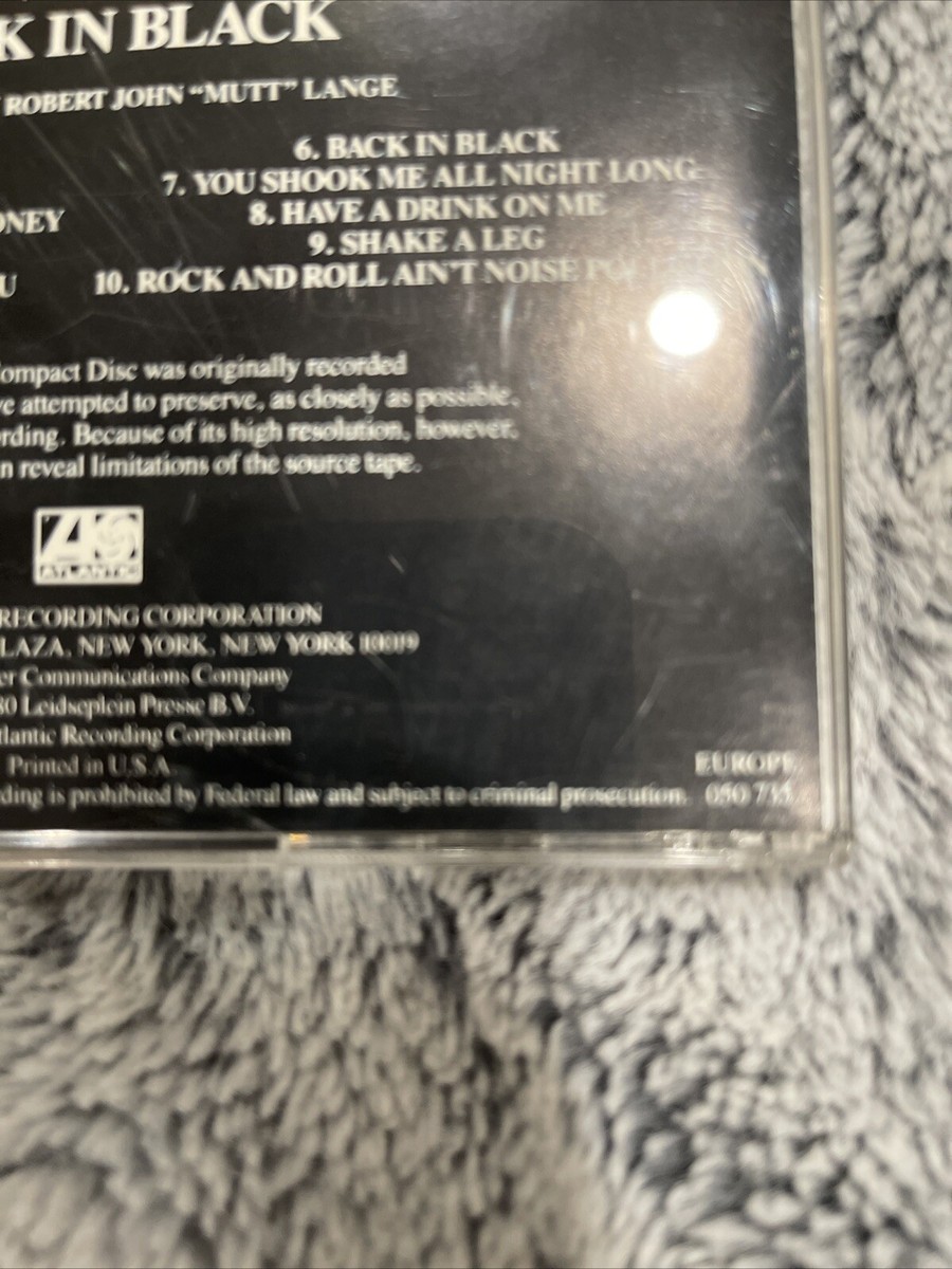 Back In Black, AC/DC, 1980, 1ST PRESSING, NO UPC CODE, EUROPE 050