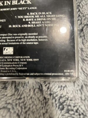 Back In Black, AC/DC, 1980, 1ST PRESSING, NO UPC CODE, EUROPE 050