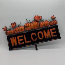 Metal welcome sign pumpkin fall autumn