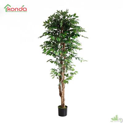 Albero Di Ficus Artificiale 1,5 M - Pianta Finta In Seta Con Cesto Intrecciato E Vaso Nero, Per Interni/Esterni