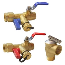 3/4inch Ips Isolator Tankless Water Heater Service Valve Kit With Pressure Relie